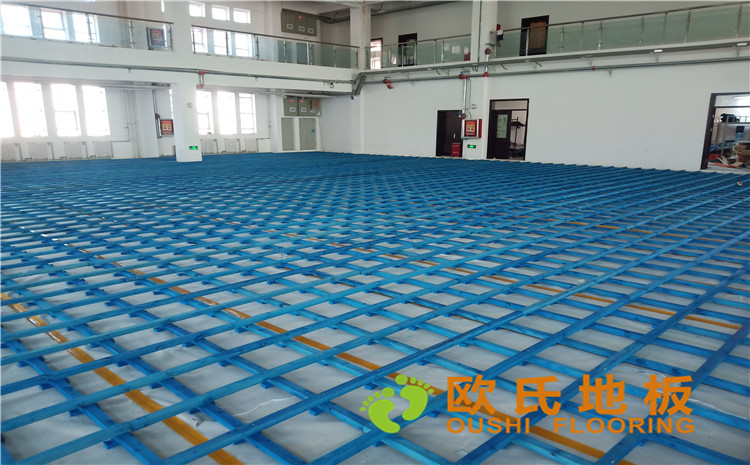 烏魯木齊烏蘇市南區中學體育館運動木地板案例-歐氏運動木地板
